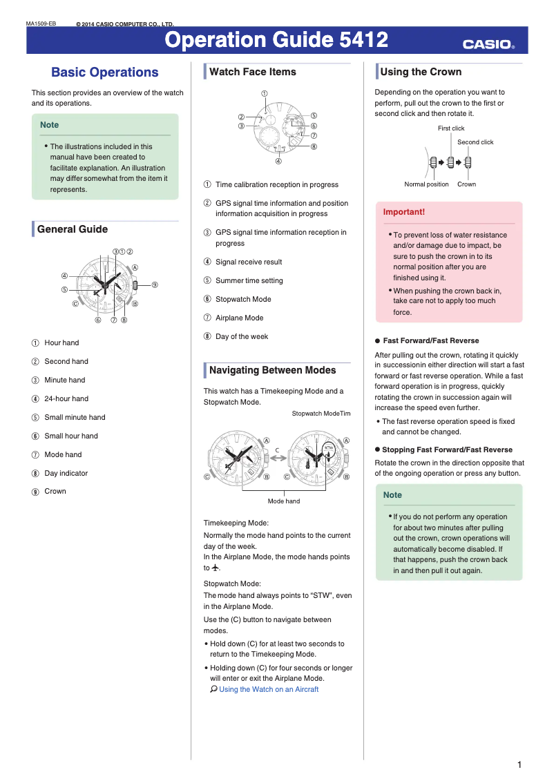 Page n°1 - Manuel utilisateur Casio 5412