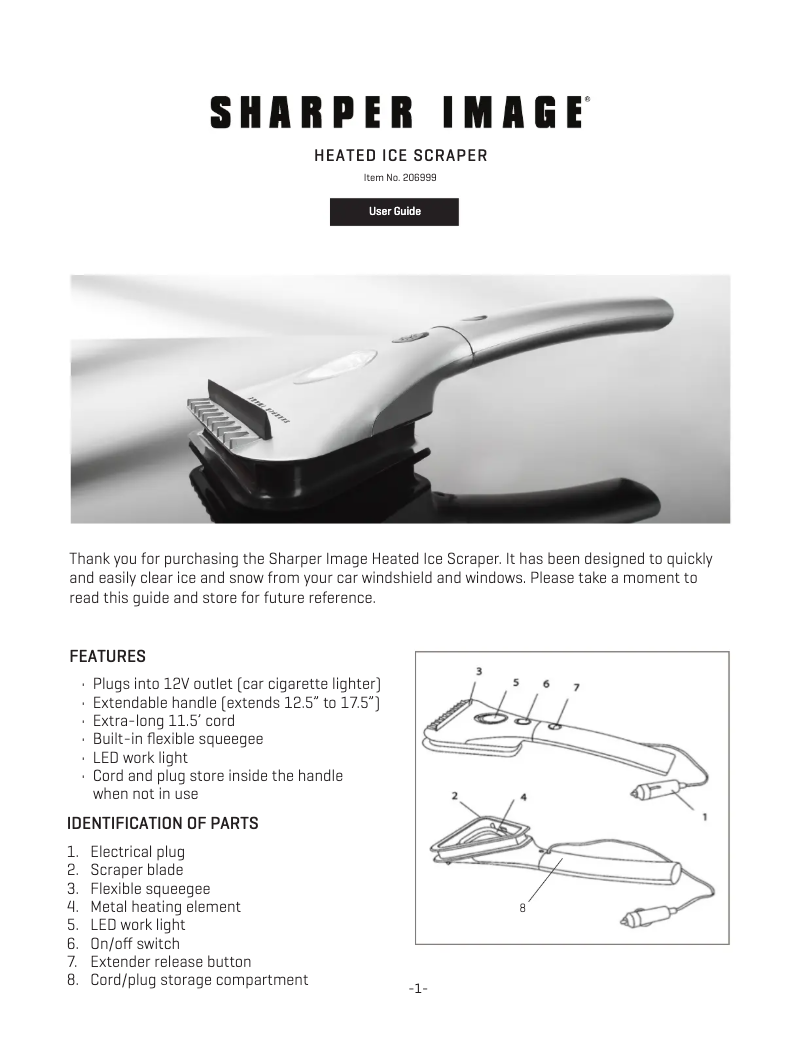 Page n°1 - Manuel utilisateur Sharper Image Heated Ice Scraper