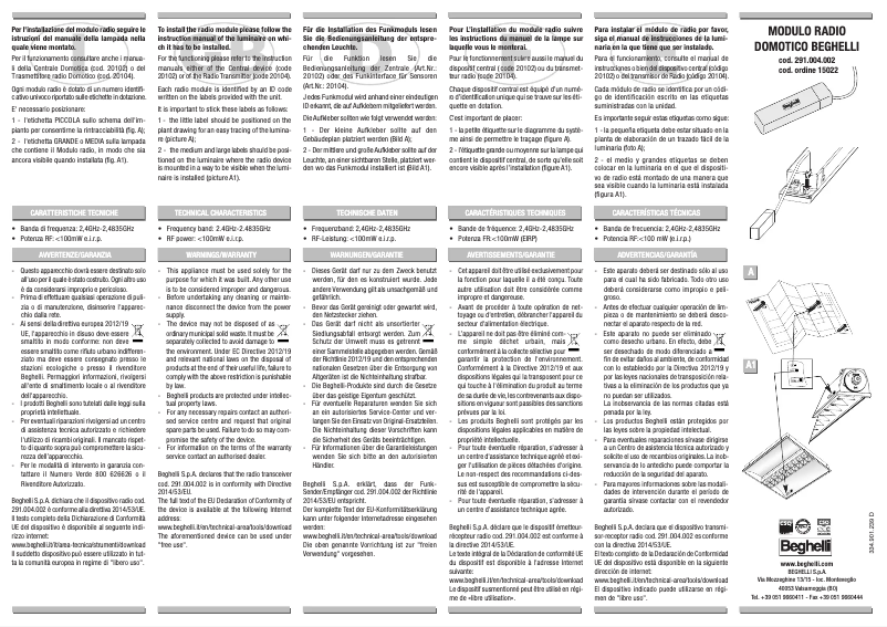 Página 1 del manual Manual de usuario Beghelli 15049