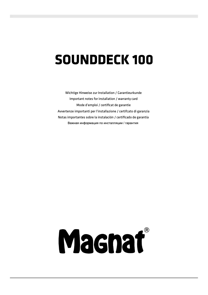 Page 1 de la notice Manuel utilisateur Magnat Sounddeck 100