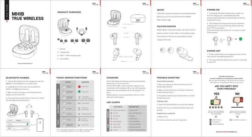 Page 1 de la notice Manuel utilisateur Mars Gaming MHIB