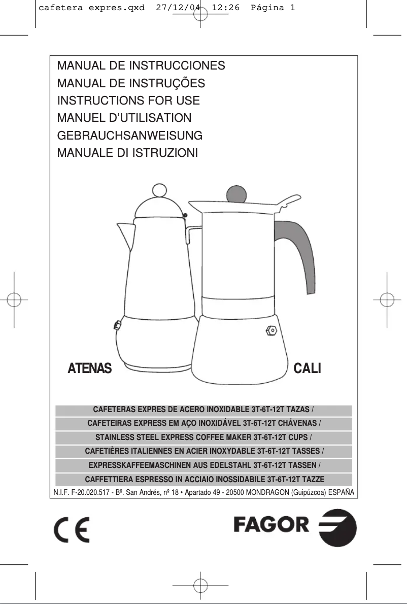 Página 1 del manual Manual de usuario Fagor CALI 3T