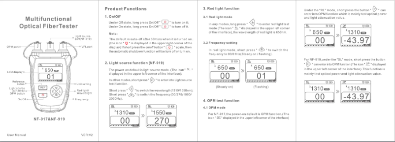 Page 1 de la notice Manuel utilisateur Noyafa NF-919