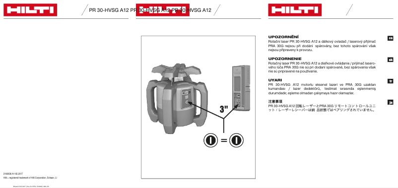 Page n°1 - Instructions / montage Hilti PR 30-HVSG A12