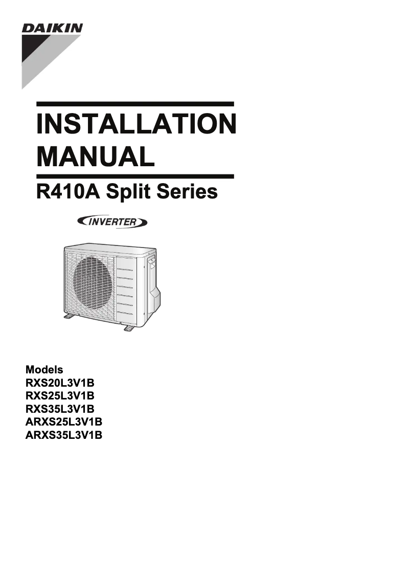 Page 1 de la notice Manuel utilisateur Daikin RXS25L3V1B