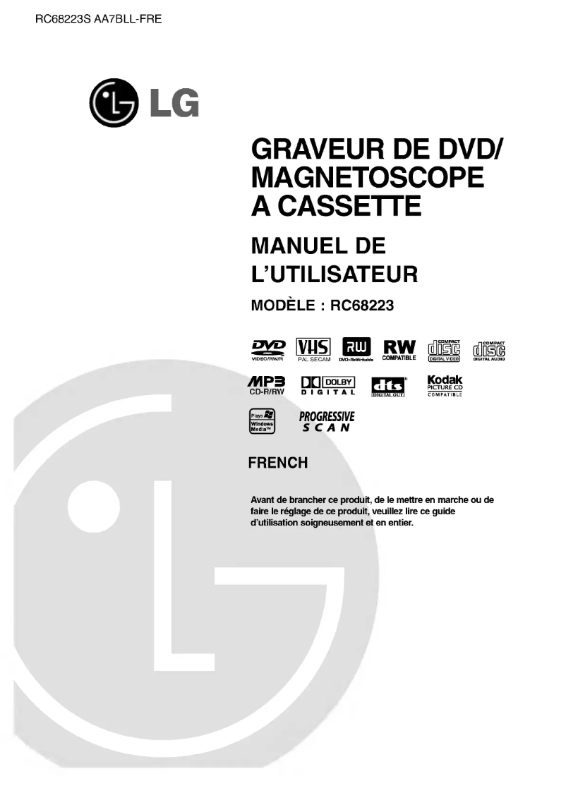 Image de la première page du manuel de l'appareil RC68223S