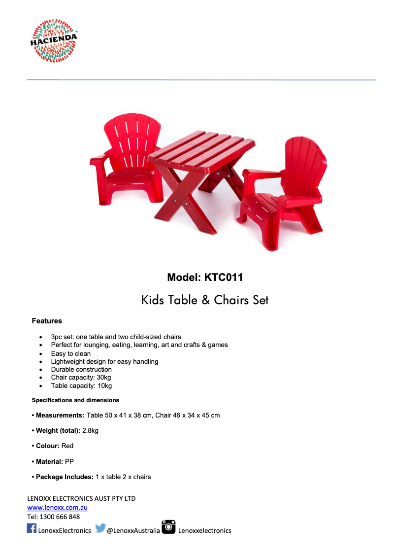 Page 1 de la notice Fiche technique Gem Toys KTC011