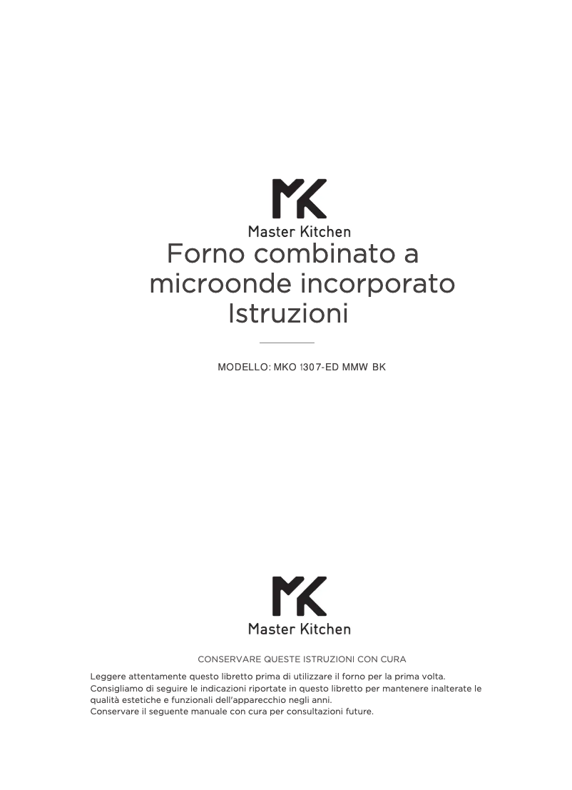 Page 1 de la notice Manuel utilisateur Master Kitchen MKO 1307-ED MMW BK