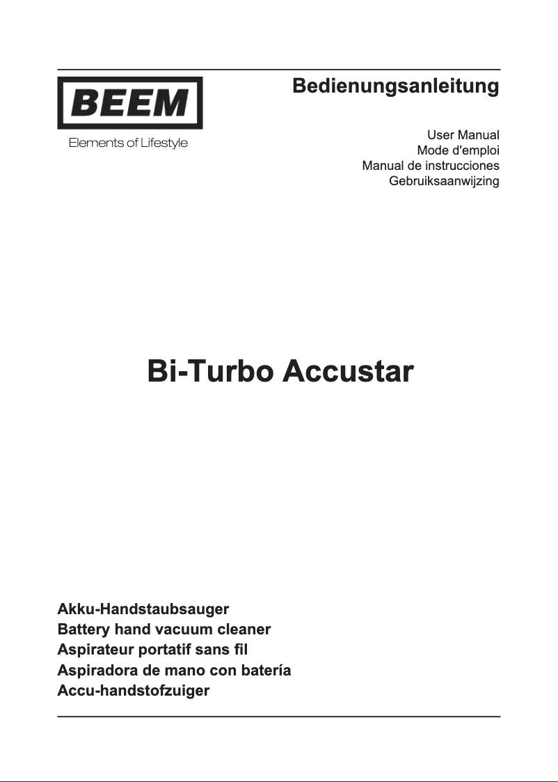 Page 1 de la notice Manuel utilisateur BEEM Bi-Turbo Accustar