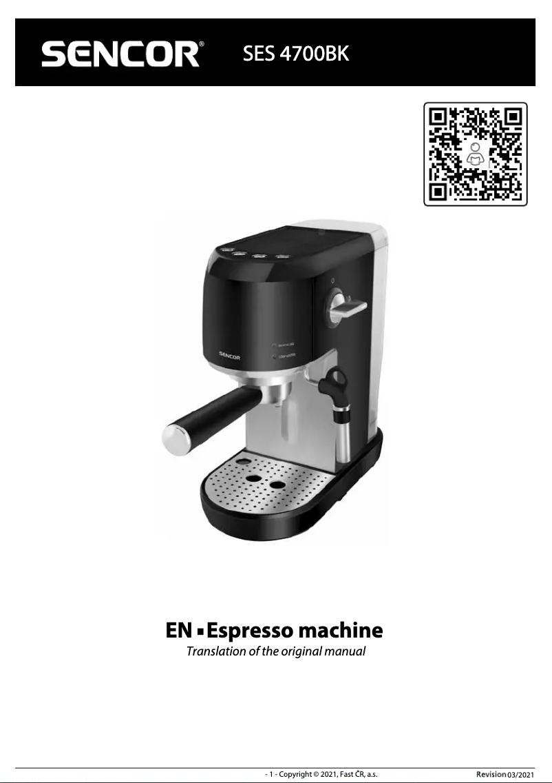 Page 1 de la notice Manuel utilisateur Sencor SES 4700BK