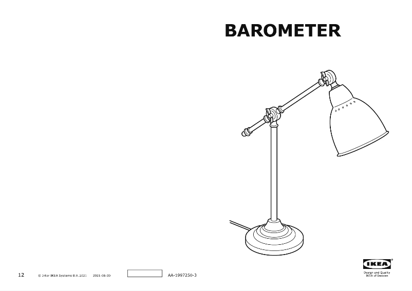 Page 1 de la notice Manuel utilisateur Ikea BAROMETER 003.580.37