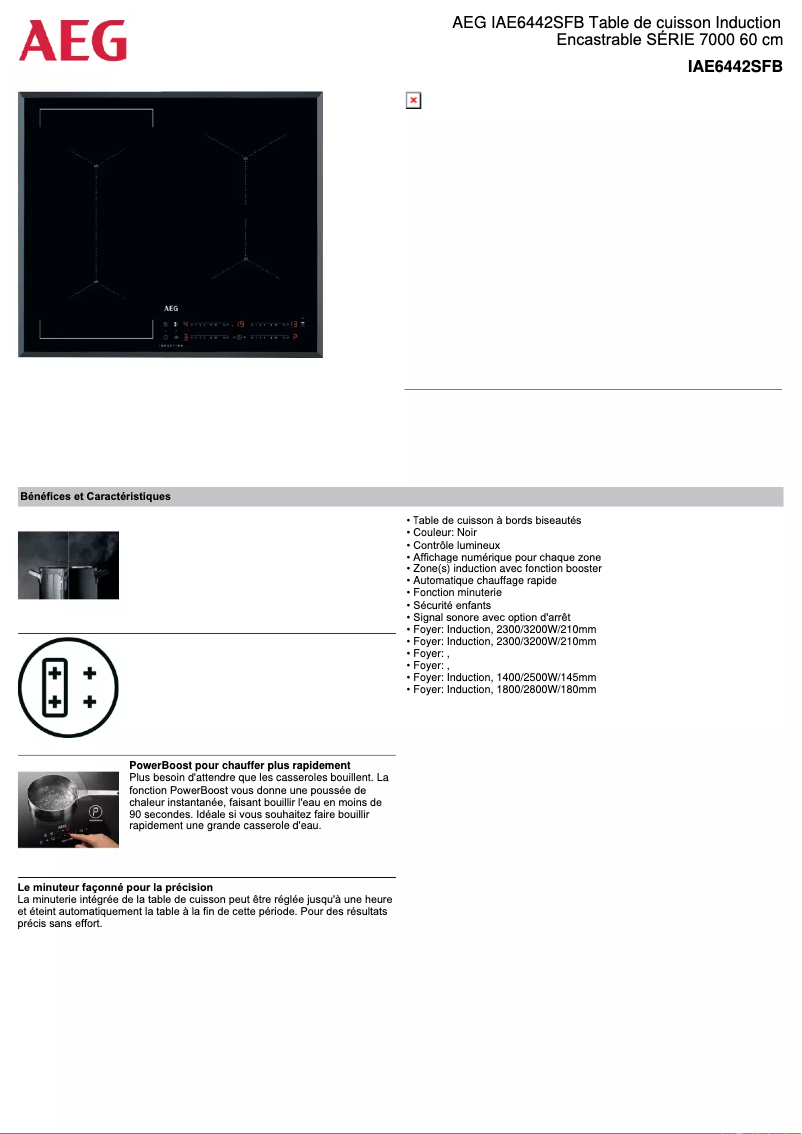 Página 1 del manual Ficha técnica AEG IAE6442SFB