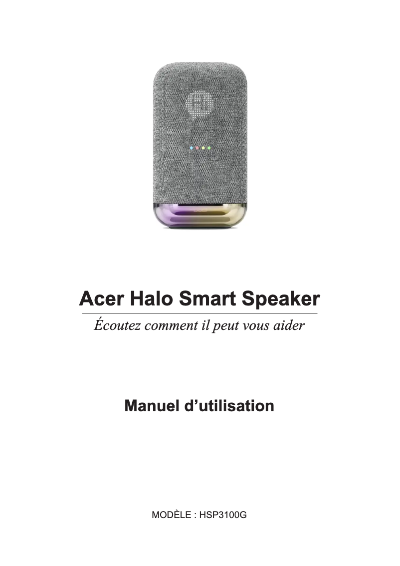 Image de la première page du manuel de l'appareil Halo HSP 3100G