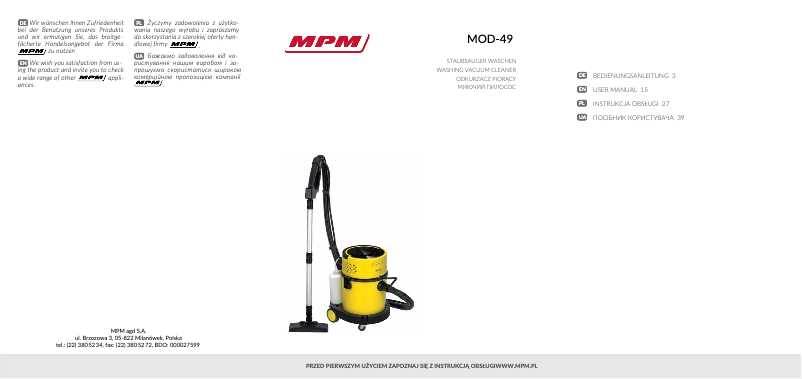 Page 1 de la notice Manuel utilisateur MPM MOD-49