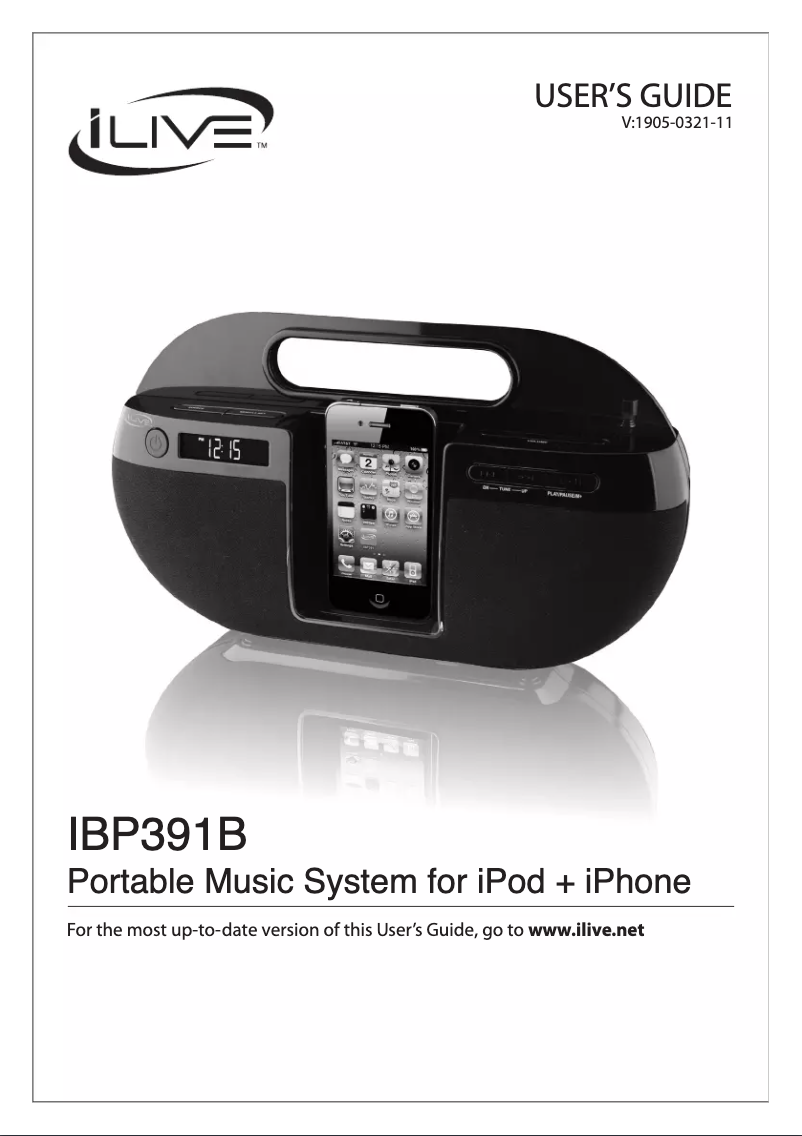 Page n°1 - Manuel utilisateur iLive IBP391B