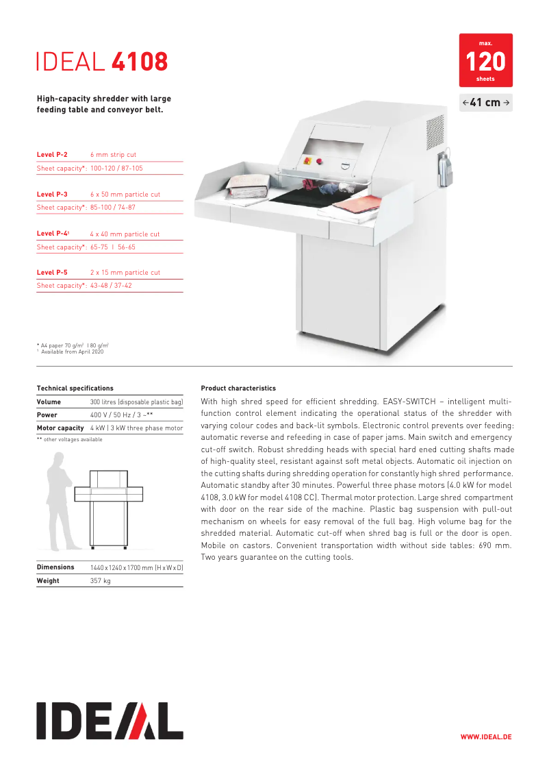 Page 1 de la notice Fiche technique Ideal 4108 CC