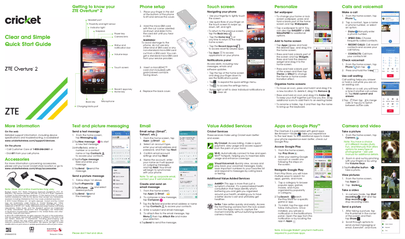 Page 1 de la notice Manuel utilisateur ZTE Overture 2