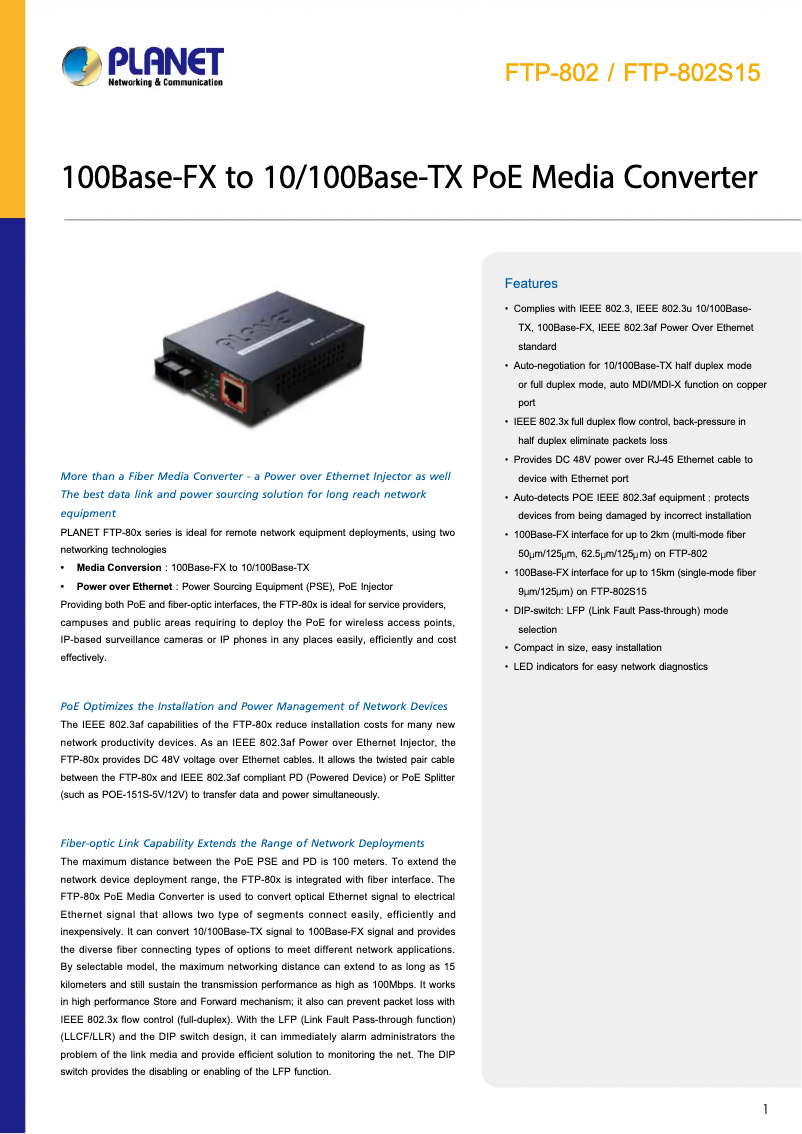 Image de la première page du manuel de l'appareil FTP-802S15