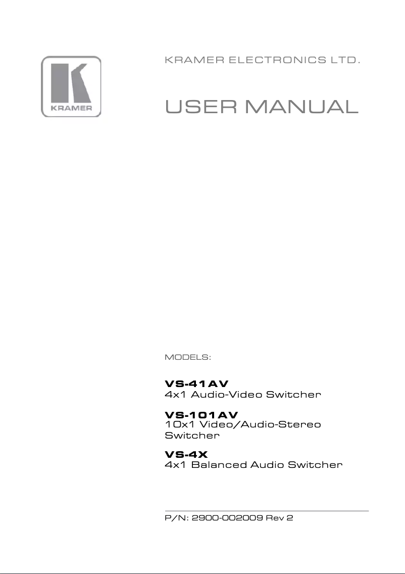 Page n°1 - Manuel utilisateur Kramer VS-4X