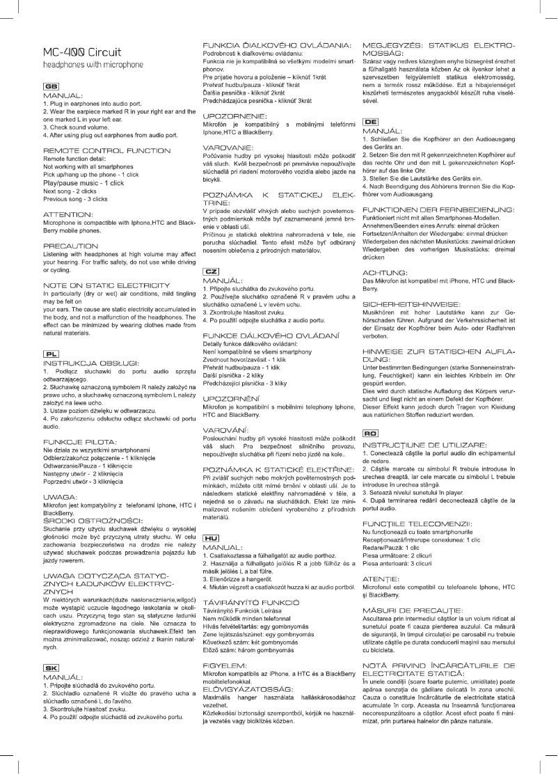 Page n°1 - Manuel utilisateur ModeCom MC-400 CIRCUIT