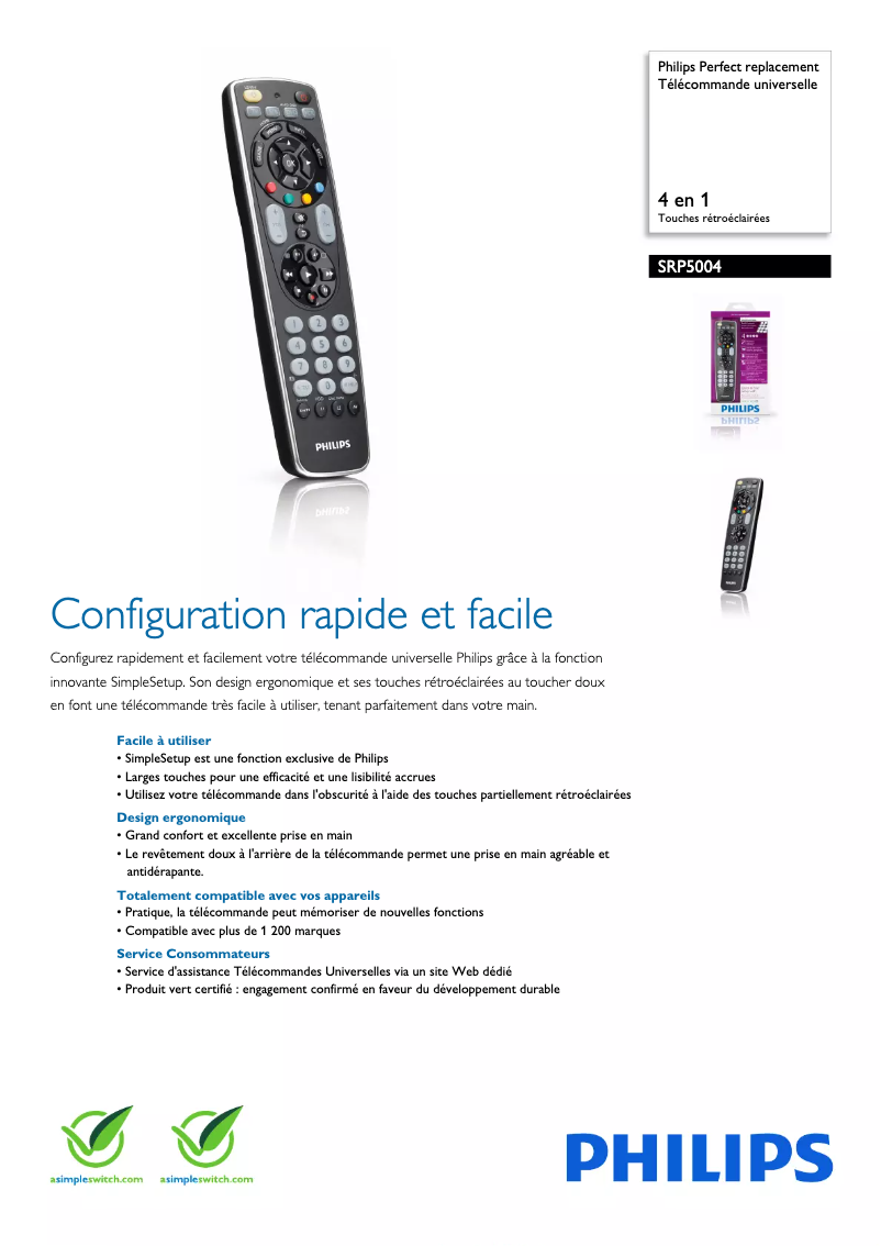 Page n°1 - Fiche technique Philips SRP5004