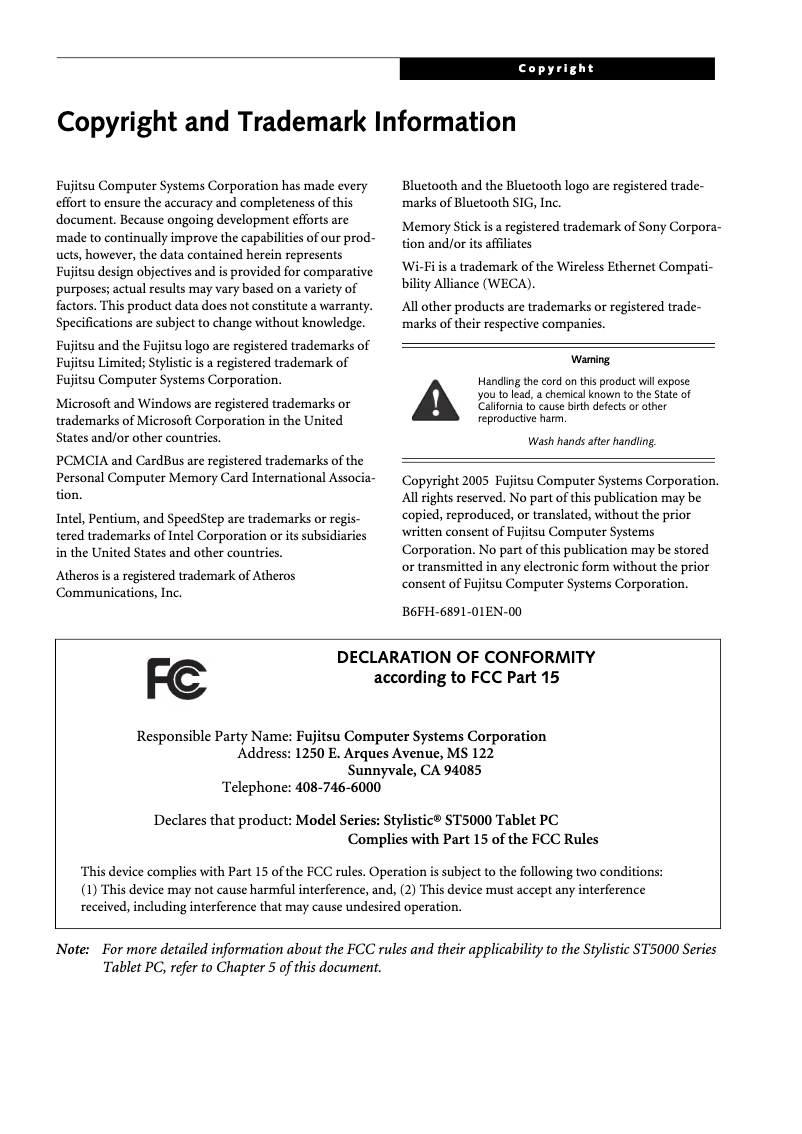 Page 1 de la notice Manuel utilisateur Fujitsu Stylistic ST5030