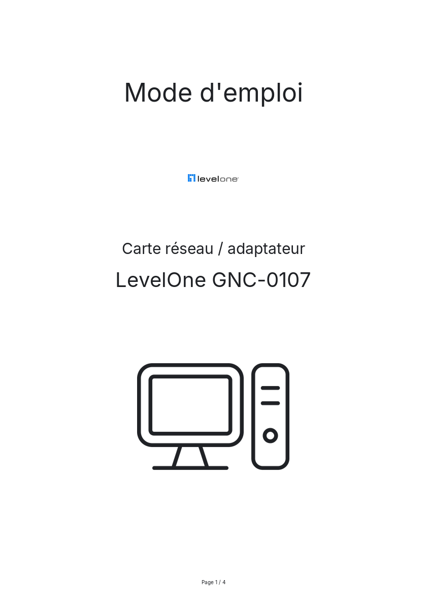 Page n°1 - Mode d'emploi LevelOne GNC-0107