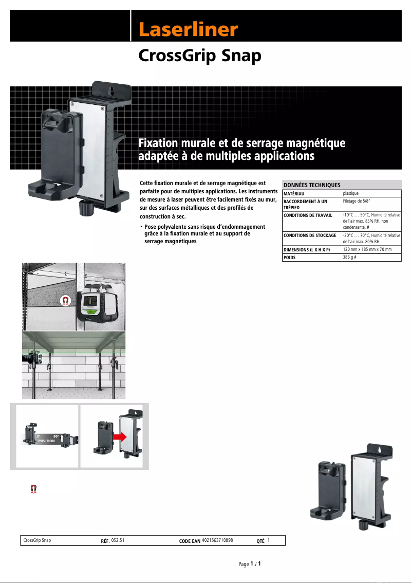 Image de la première page du manuel de l'appareil CrossGrip Snap