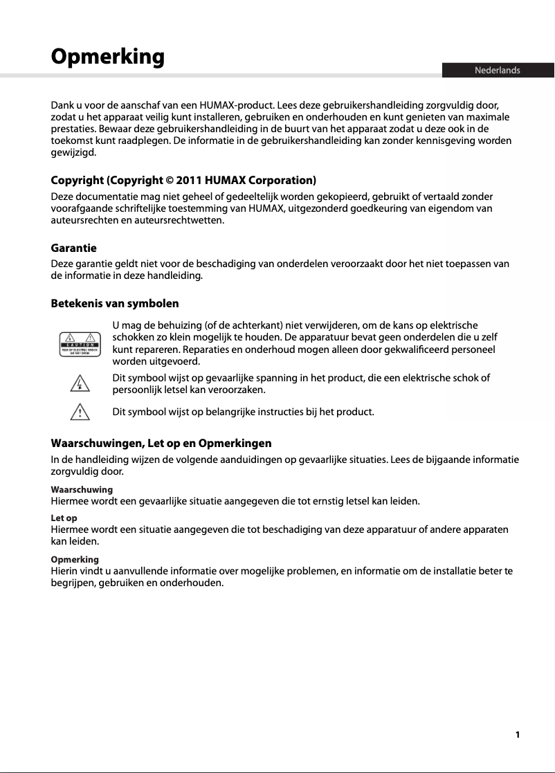 Page n°1 - Manuel utilisateur Humax IRHD-5100C