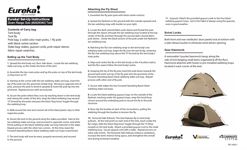 Page 1 de la notice Manuel utilisateur Eureka Down Range Solo