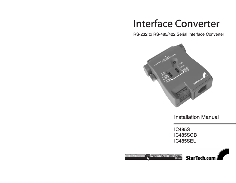 Page n°1 - Manuel utilisateur StarTech.com IC485S