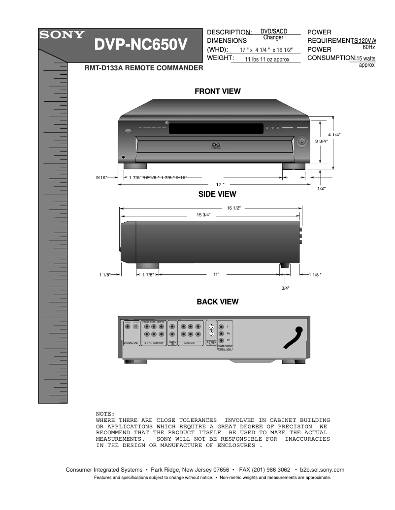 Page 1 de la notice Guide d'installation Sony DVP-NC650V