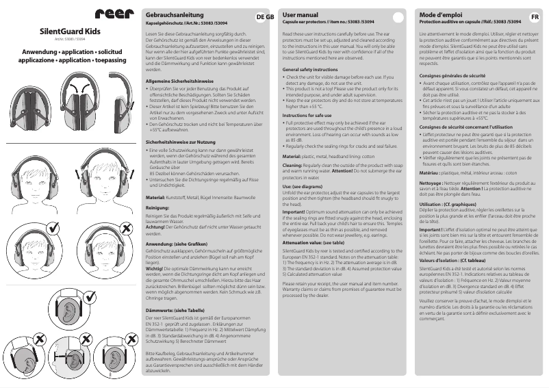 Image de la première page du manuel de l'appareil SilentGuard Kids 53094