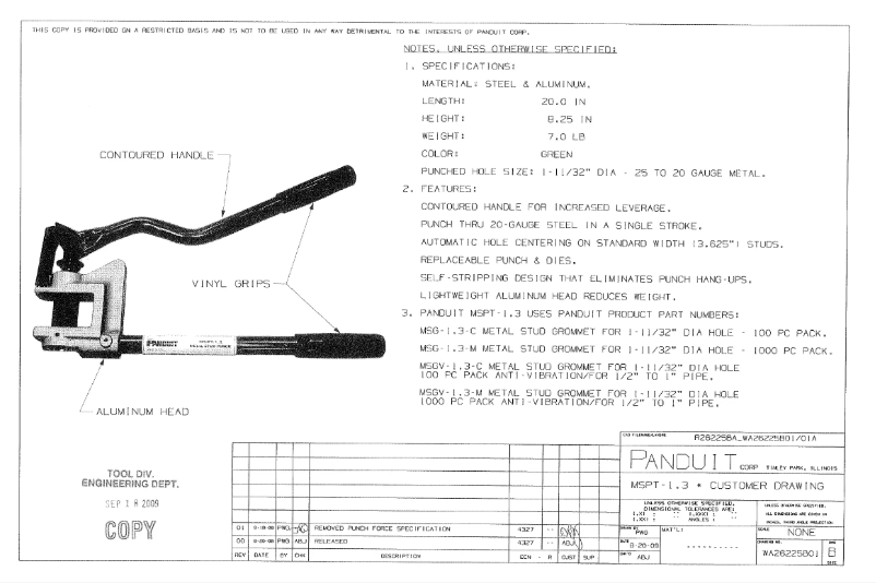 Page n°1 - Dessin technique Panduit MSPT-1.3