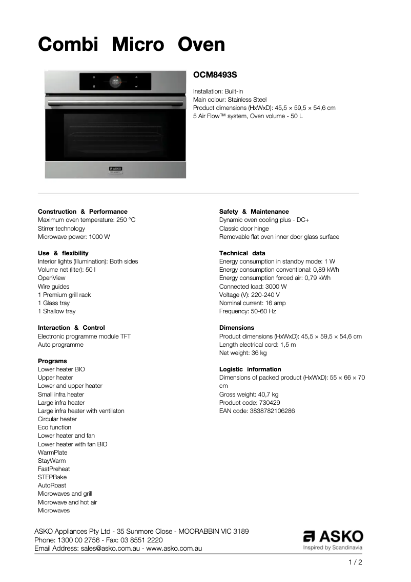 Image de la première page du manuel de l'appareil OCM8493S