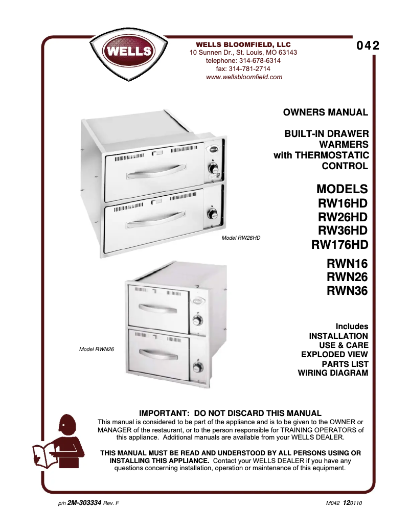 Page 1 de la notice Manuel utilisateur Wells RWN36
