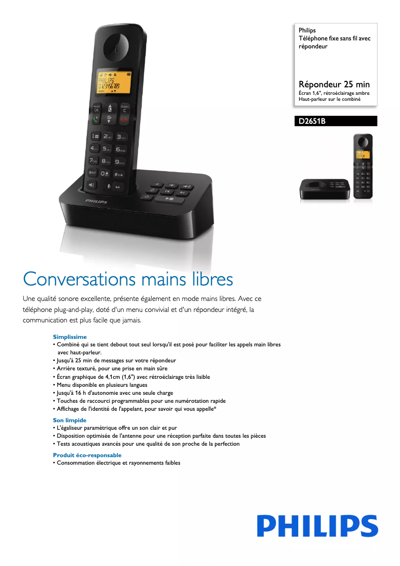 Página 1 del manual Ficha técnica Philips BeNear CD6852B