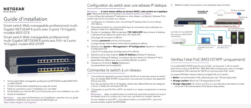 Page n°1 - Guide d'installation Netgear MS510TXPP