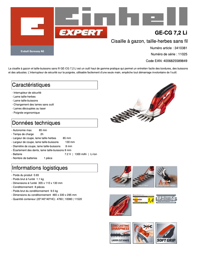 Image de la première page du manuel de l'appareil GE-CG 7,2 Li