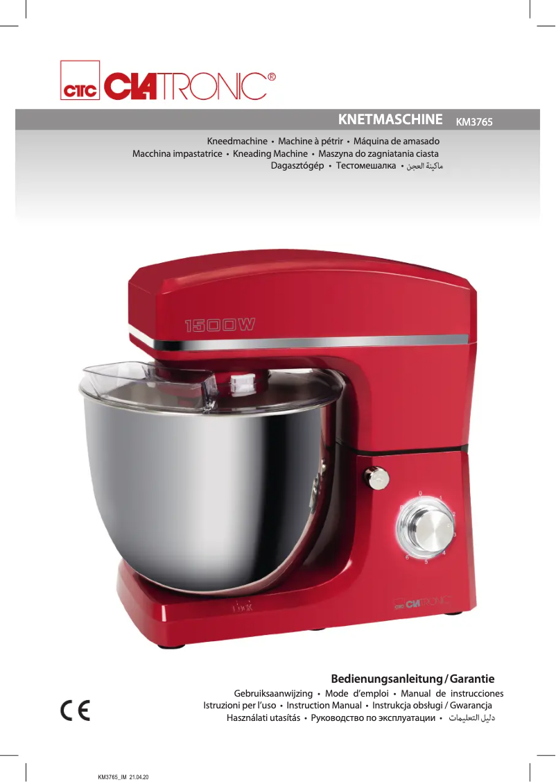 Page 1 de la notice Manuel utilisateur Clatronic KM 3765
