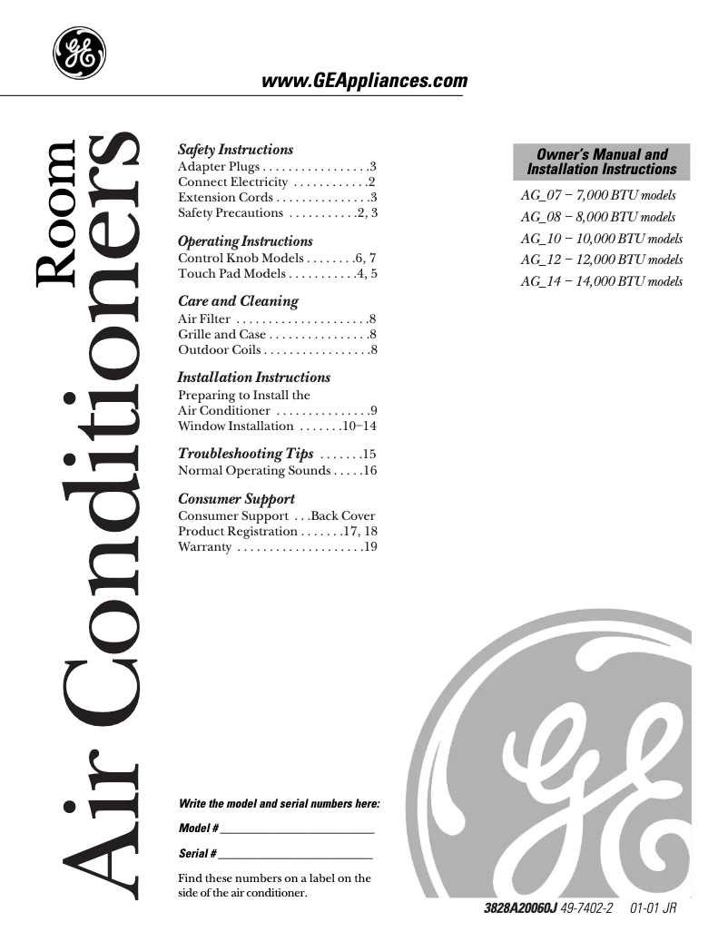 Image de la première page du manuel de l'appareil AGP10AB