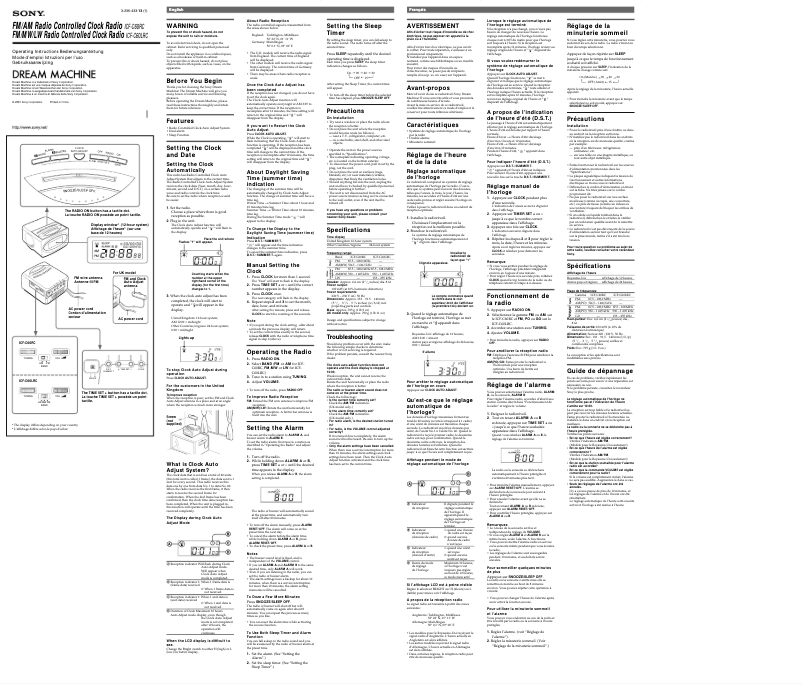Page n°1 - Manuel utilisateur Sony ICF-C60RC