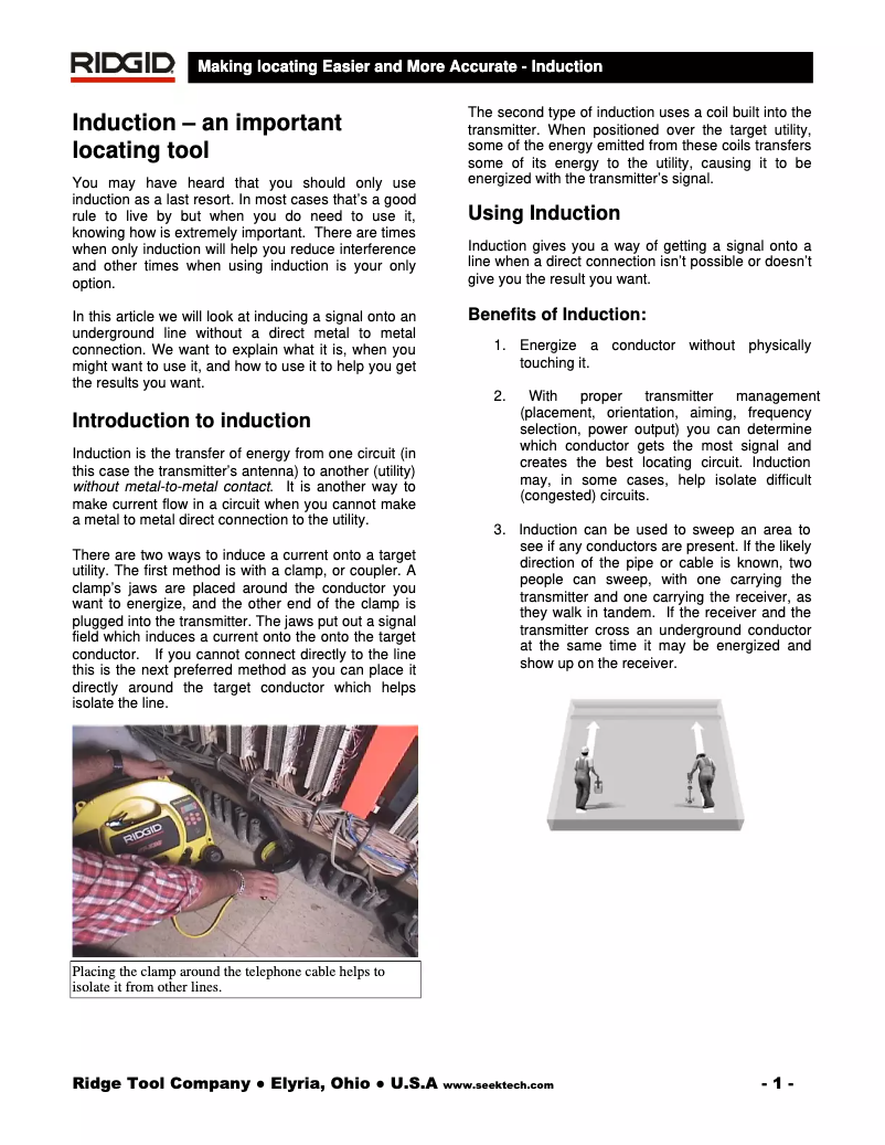 Page 1 de la notice Instructions / montage Ridgid SeekTech SR-20