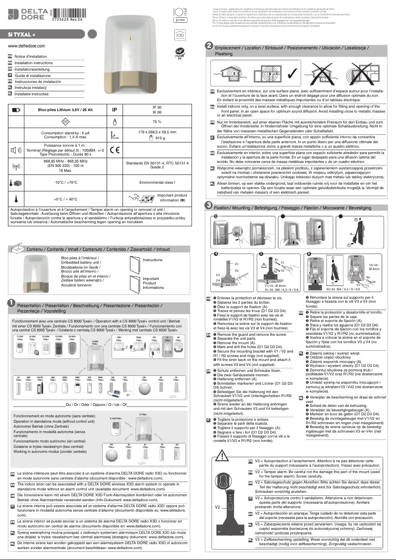 Page 1 de la notice Manuel utilisateur Delta Dore Si TYXAL +