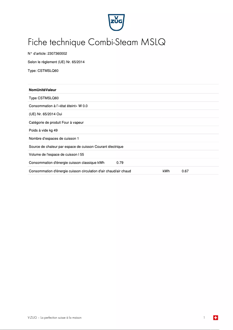 Image de la première page du manuel de l'appareil Combi-Steam MSLQ