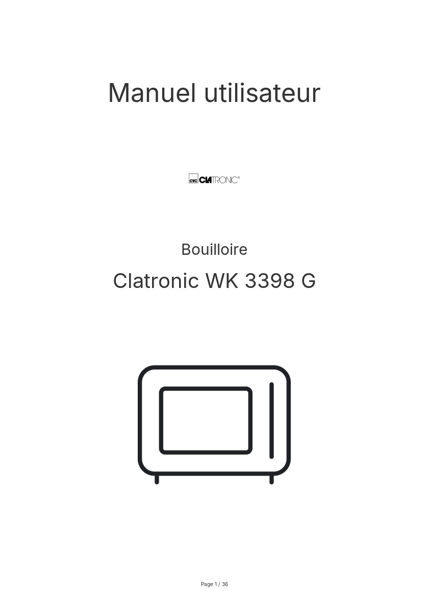 Image de la première page du manuel de l'appareil WK 3398 G