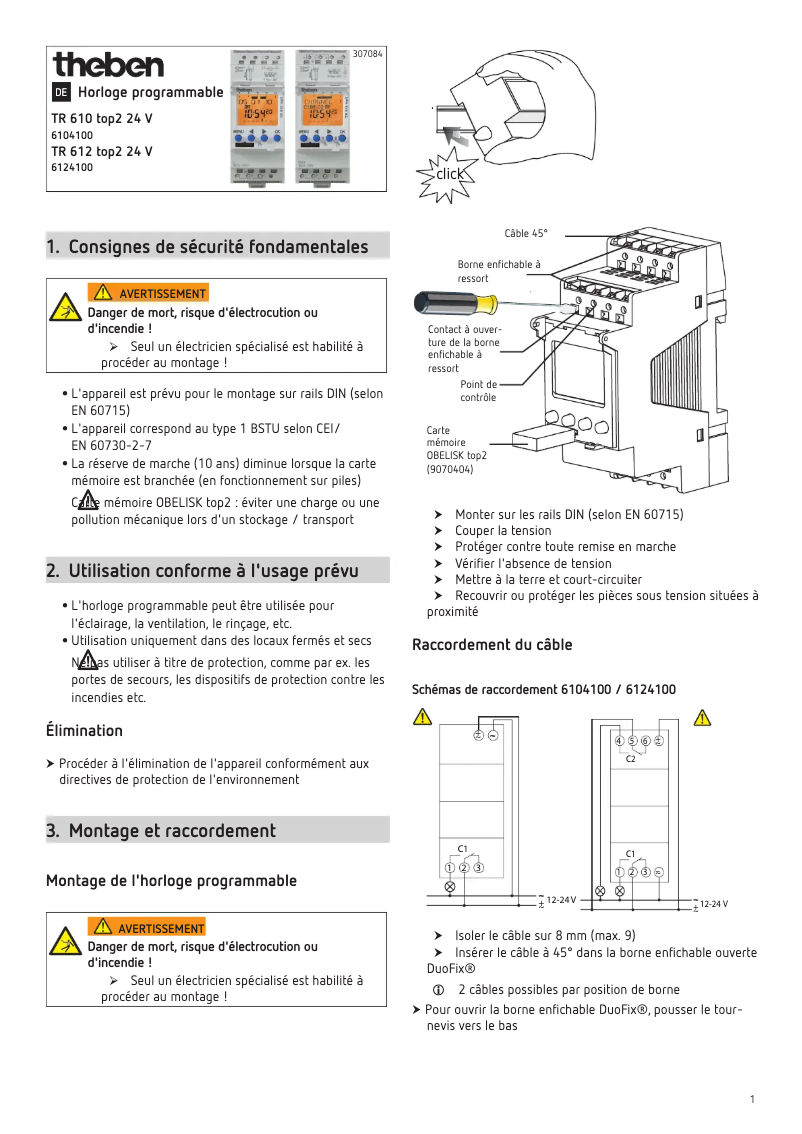 Page 1 de la notice Manuel utilisateur Theben TR 612 top2 24V