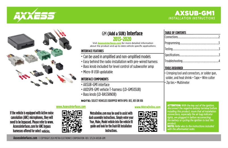 Página 1 del manual Manual de usuario AXESS AXSUB-GM1