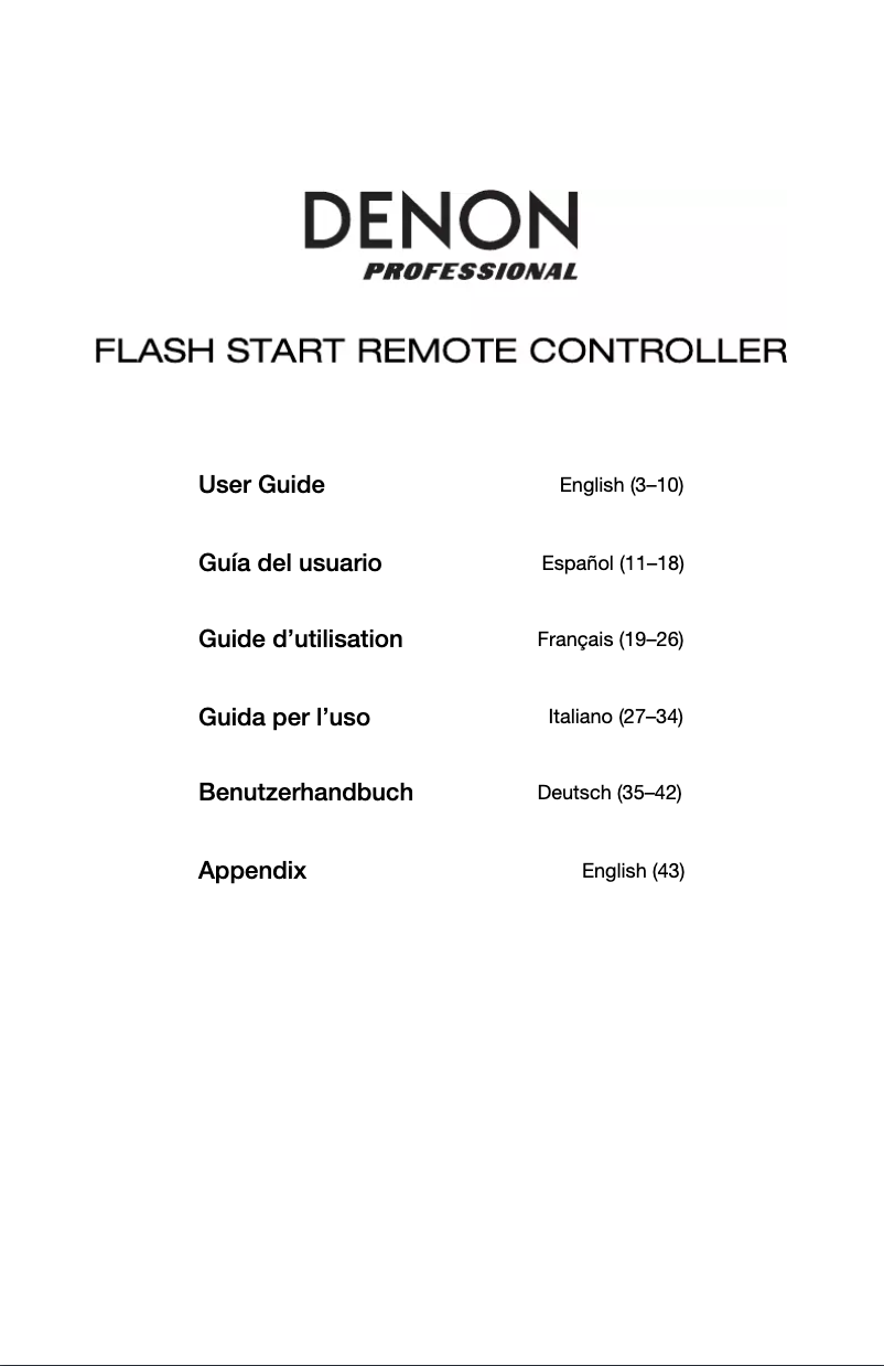 Page 1 de la notice Manuel utilisateur Denon Flash Start Remote