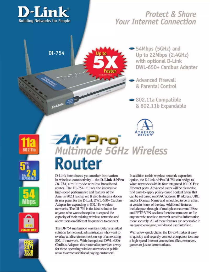 Page n°1 - Manuel utilisateur D-Link AirPro DI-754